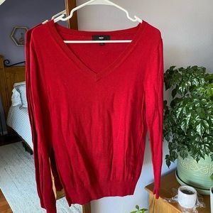 Red V neck sweater
